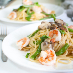 creamy mushrooms and prawn pasta