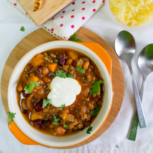 Chili Con Carne with Baked Tortilla Chips