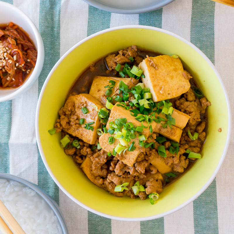 Quick Braised Tau Kwa (Firm Tofu) with Minced Pork