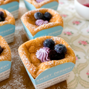 Vanilla Hokkaido Chiffon Cupcakes with Blueberry Cream