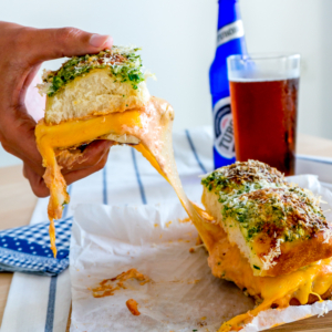 Cheesy & Garlicky Meatball Sliders