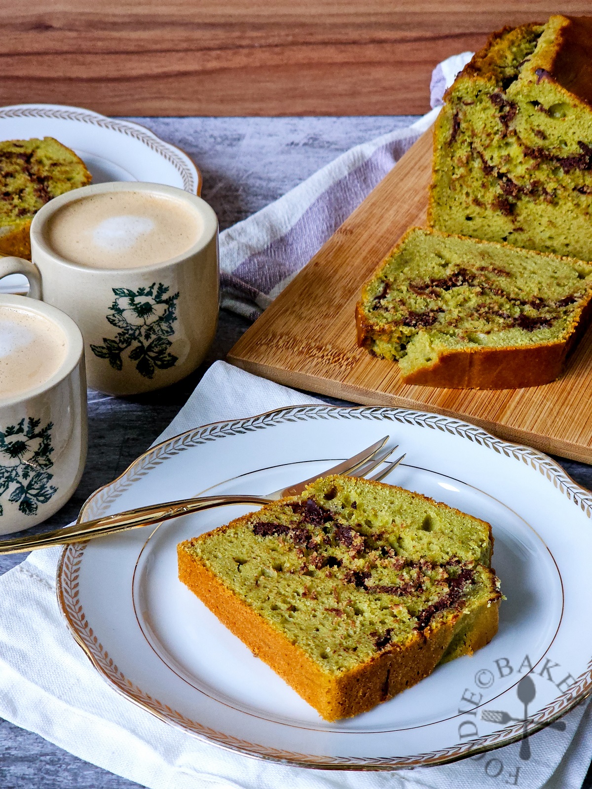 Matcha Yogurt Cake with Chocolate Chips