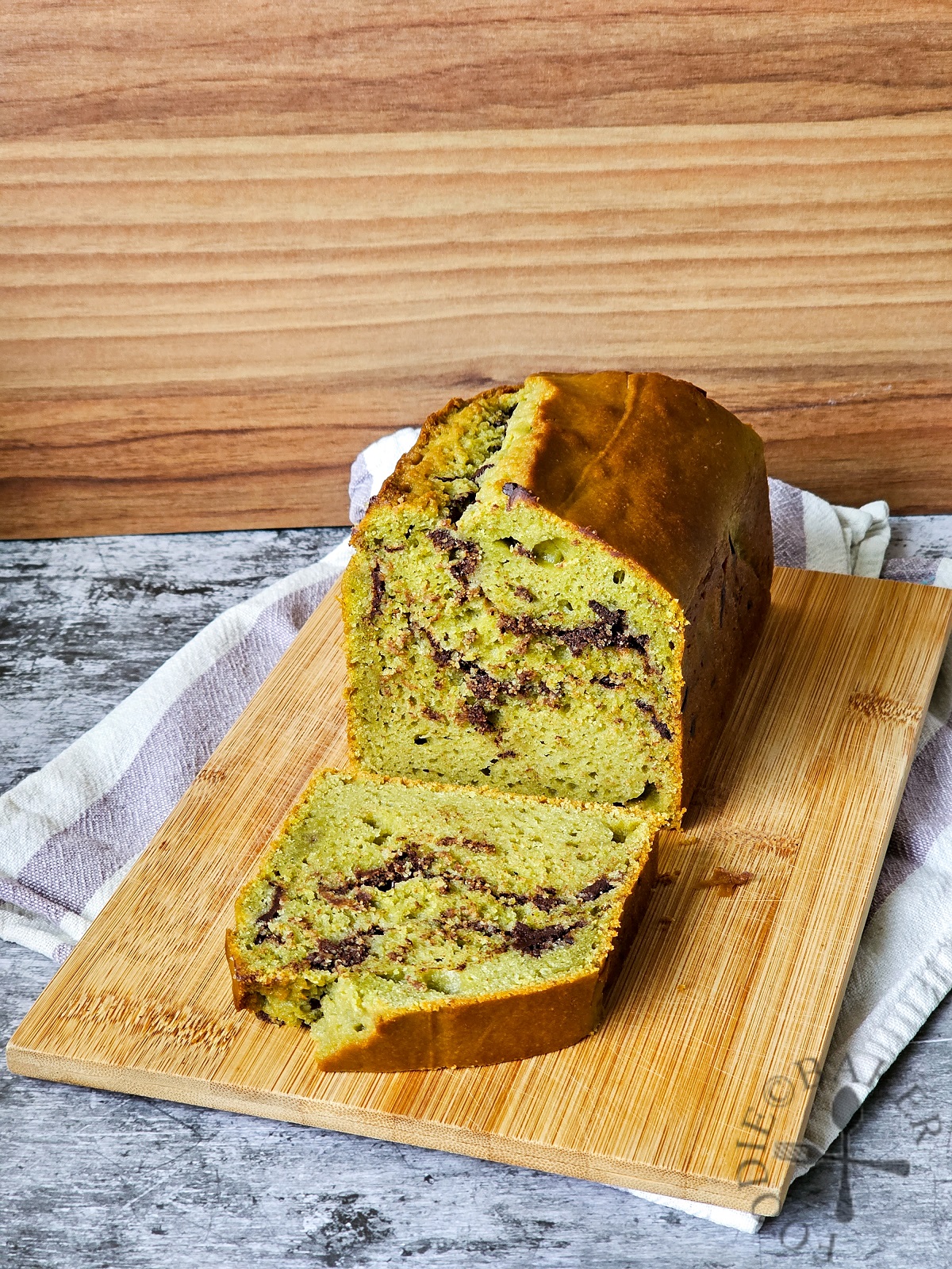 Matcha Yogurt Cake with Chocolate Chips