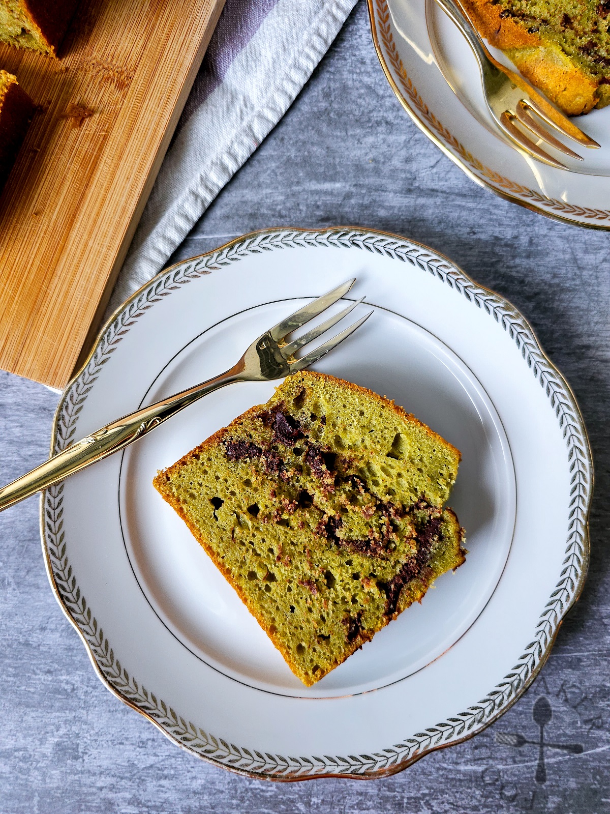 Matcha Yogurt Cake with Chocolate Chips