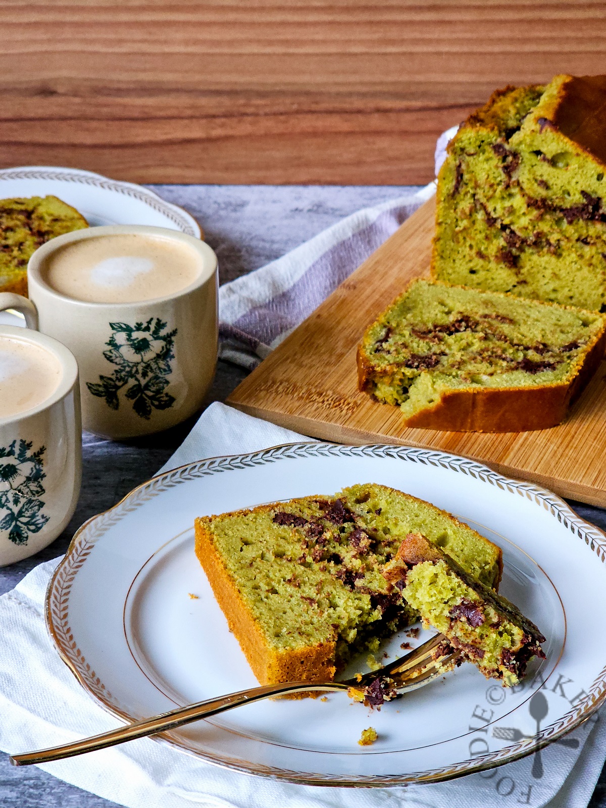 Matcha Yogurt Cake with Chocolate Chips