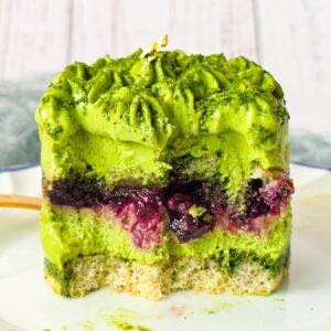 Matcha Tiramisu with Berry Compote